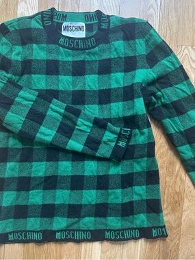 Moschino Green and Black Knit Logo Sweater